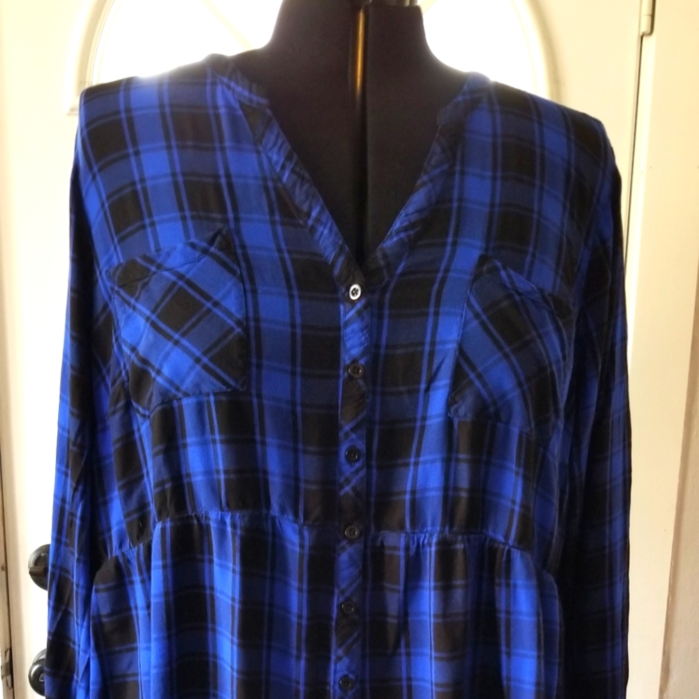 Torrid Emma Blue Plaid Babydoll Sz 5